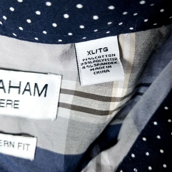 Nick Graham Stretch Modern FIT Men's shirt Long Sleeve Collared Size XL Plaid - Picture 4 of 9